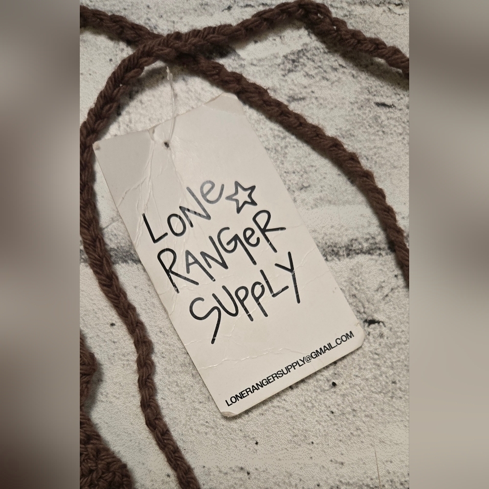 Lone Ranger Supply Crochet Butterfly Halter Top Brown Cream NWT Small - Picture 6 of 7